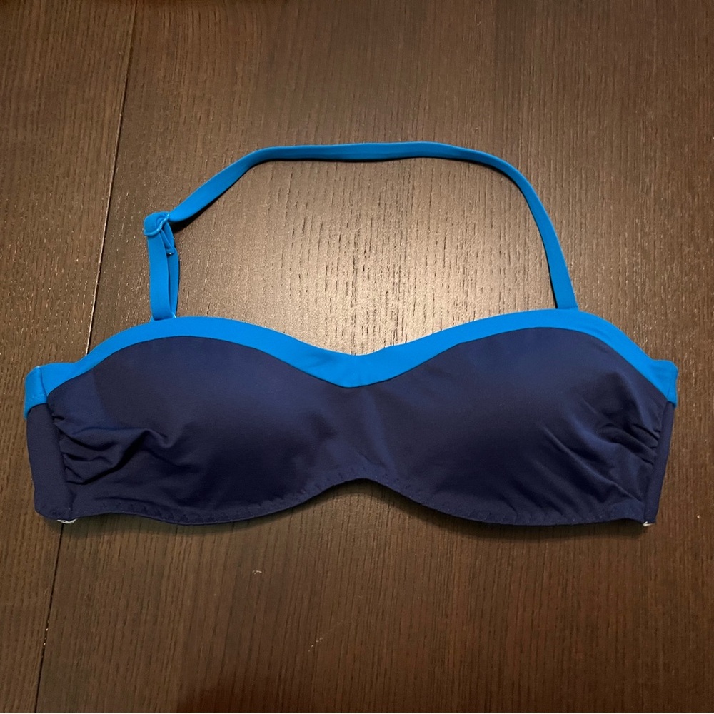 Lands End Blue Bandeau Bikini top - 34B/36A